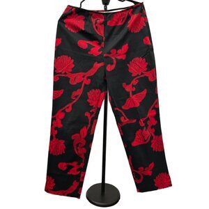 Sigrid Olsen Sport Women's Black Red Floral Print Pants Size 8